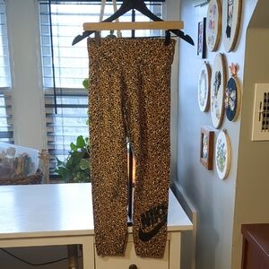 Nike Leopard Print Leggings with Black Logo